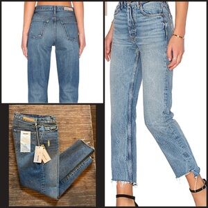 GRLFRND Helena Crop in Close To You Jeans Sz 27 denim raw hem straight leg NWT